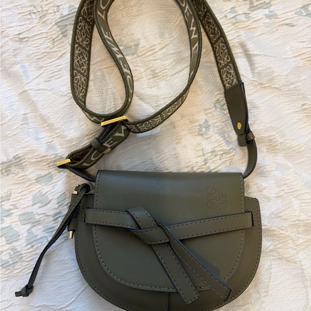 Loewe Olive Crossbody Bag with Logo Strap